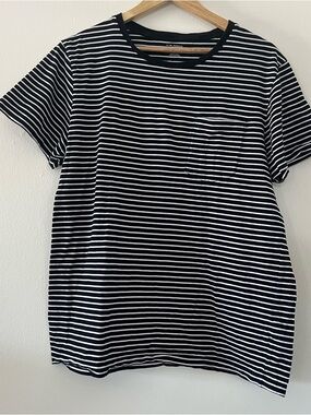 Club Monaco Black and White Striped Tee